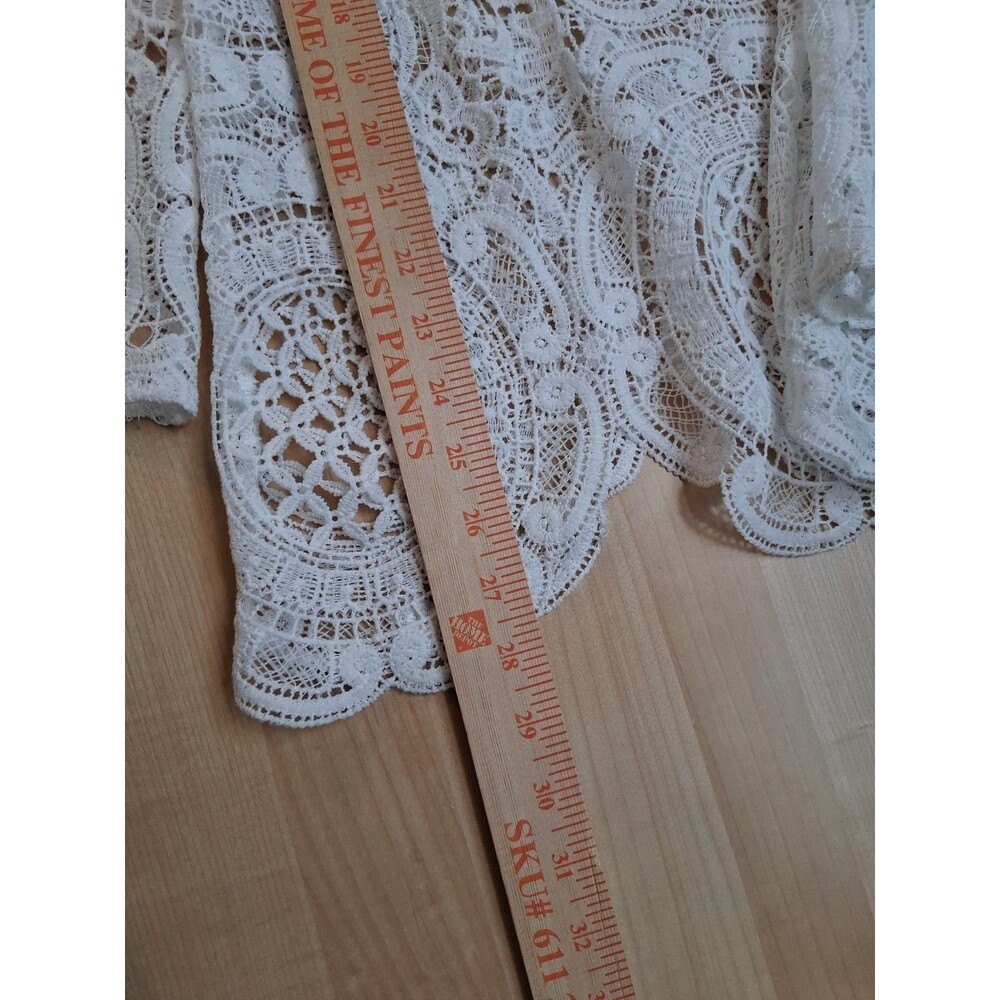 Ultra Pink Lace Long Sleeve Top Size L White Top/Beach Cover-Up Vacation Resort - Picture 13 of 13